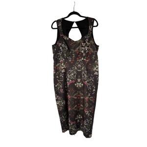 Susan Betro Black Moody Floral Pin Up Neckline Sexy Dress 2X Womens Rockabilly